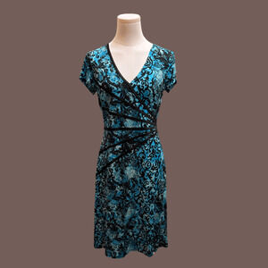 Connected Apparel Dress | Blue Paisley | Size 4P | Vintage Y2K
